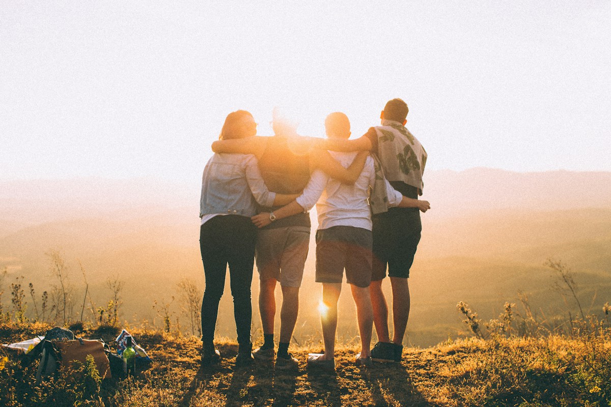 Neighbors sharing a meal and conversation